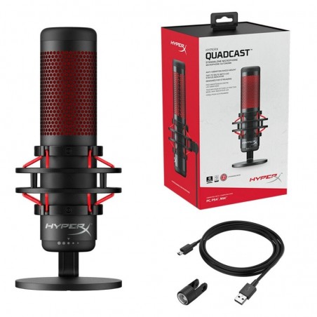 Micrófono Hyperx QuadCats USB - Led rojo. Tienda oficial en Paraguay